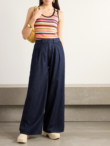 Missoni Striped crochet-knit cotton-blend tank