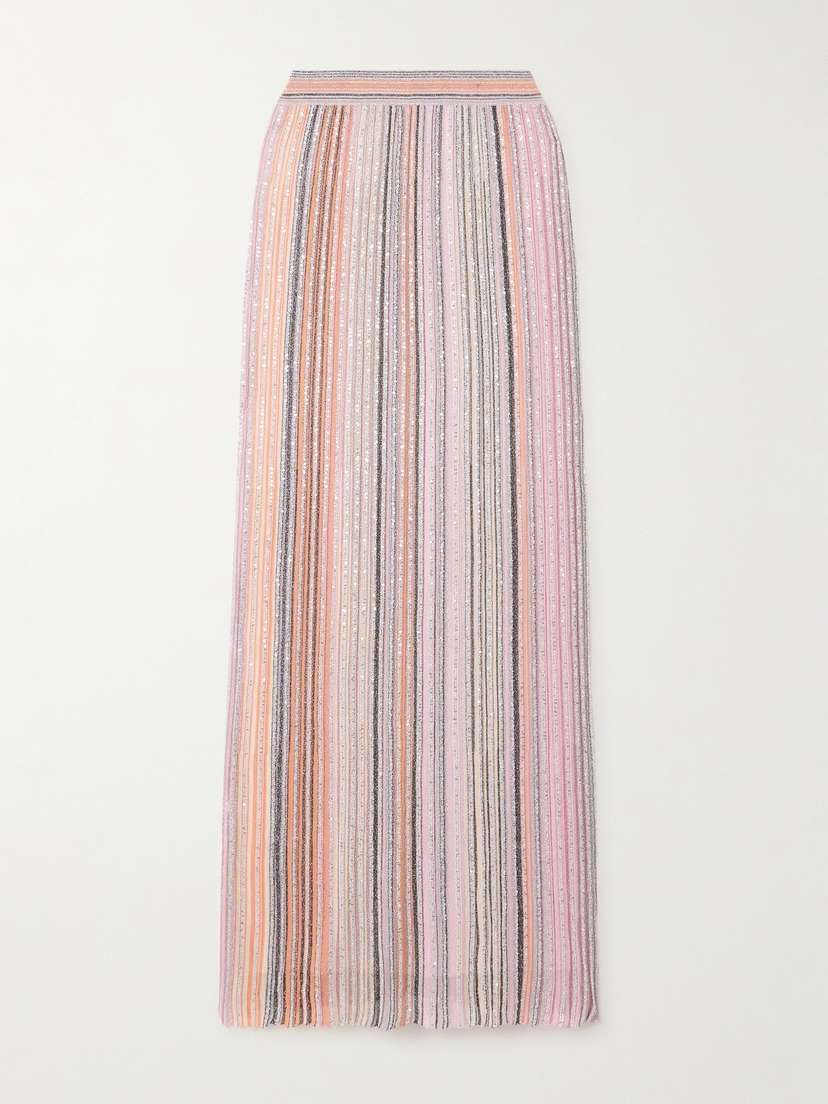 Missoni Striped Sequin-embellished Metallic Crochet-knit Maxi Skirt