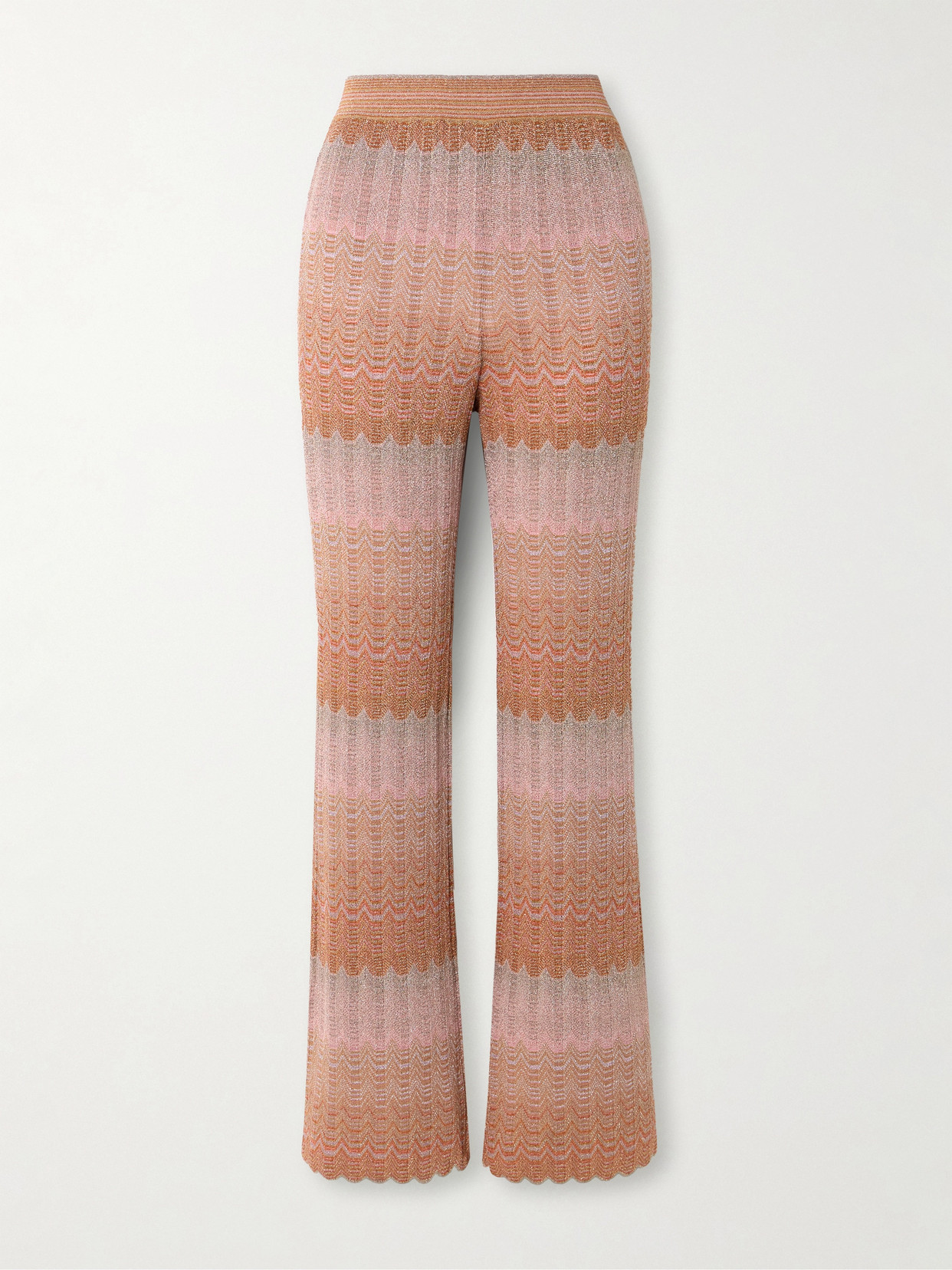 Missoni Striped Metallic Crochet-knit Straight-leg Pants In Multi