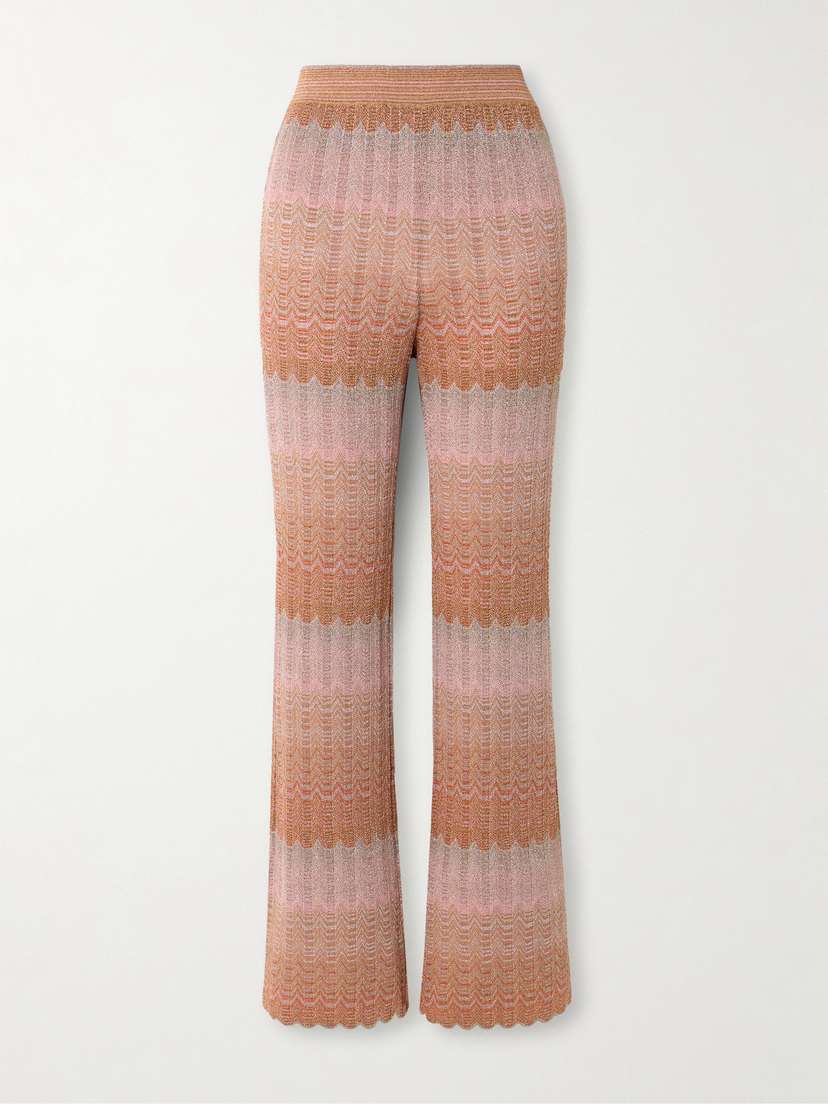 Missoni Striped Metallic Crochet-knit Straight-leg Pants