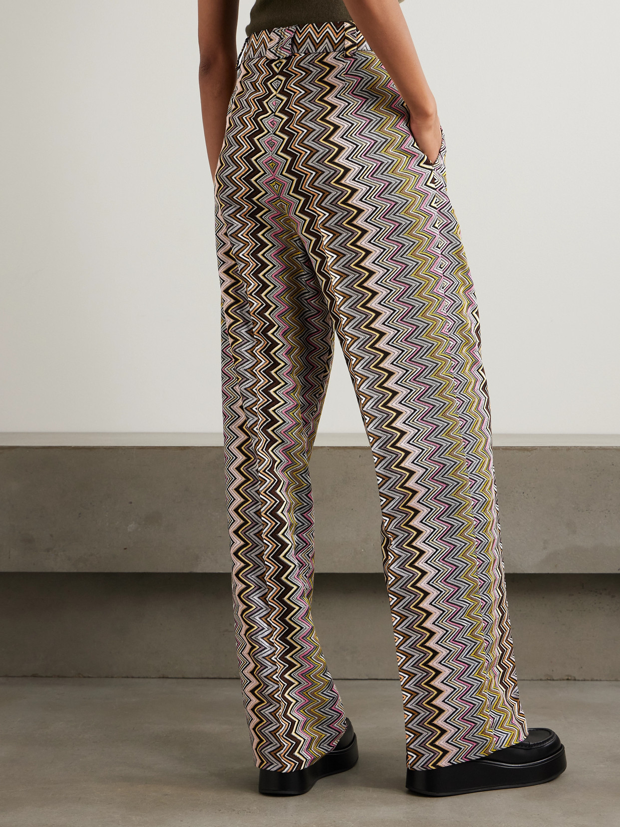 Missoni Striped Crochet-knit Straight-leg Pants In Multi