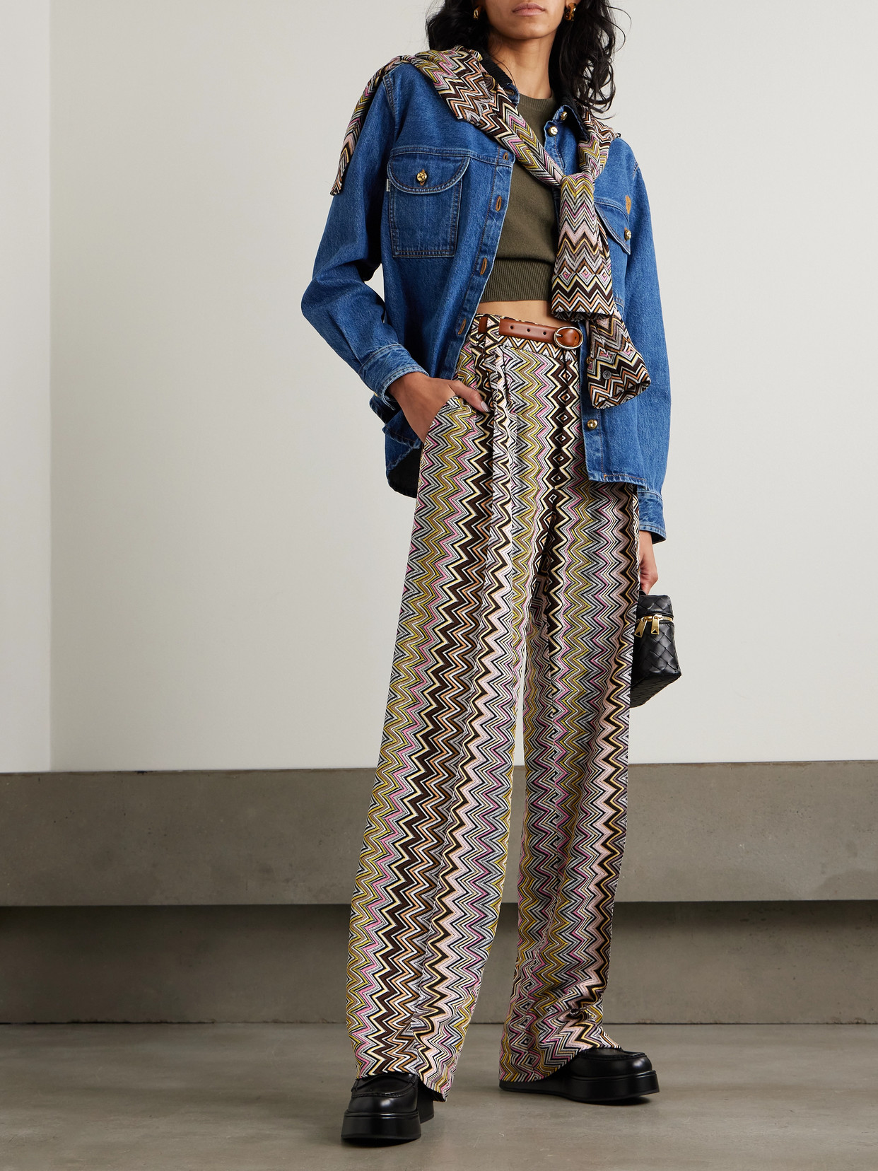 Missoni Striped Crochet-knit Straight-leg Pants In Multi