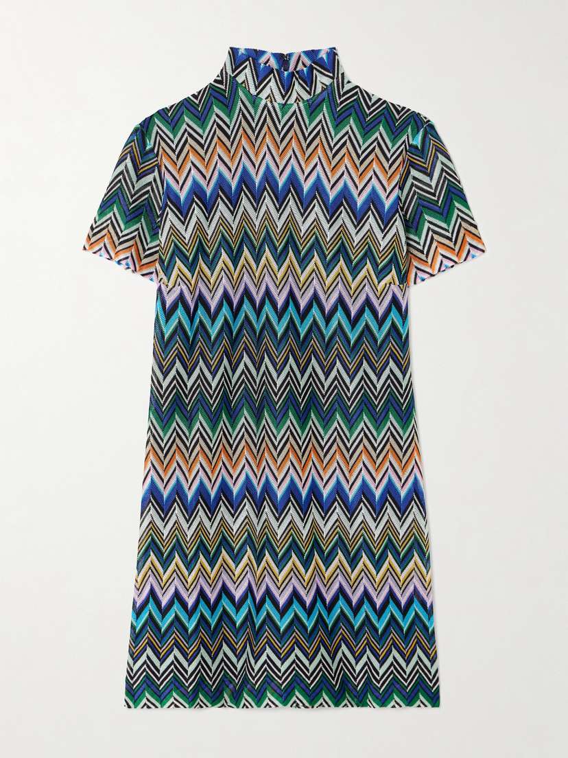 Missoni Crochet-knit Turtleneck Mini Dress