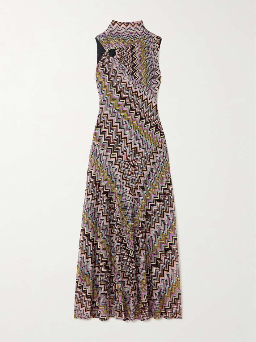Missoni Cutout Gathered Striped Crochet-knit Maxi Dress - IT38