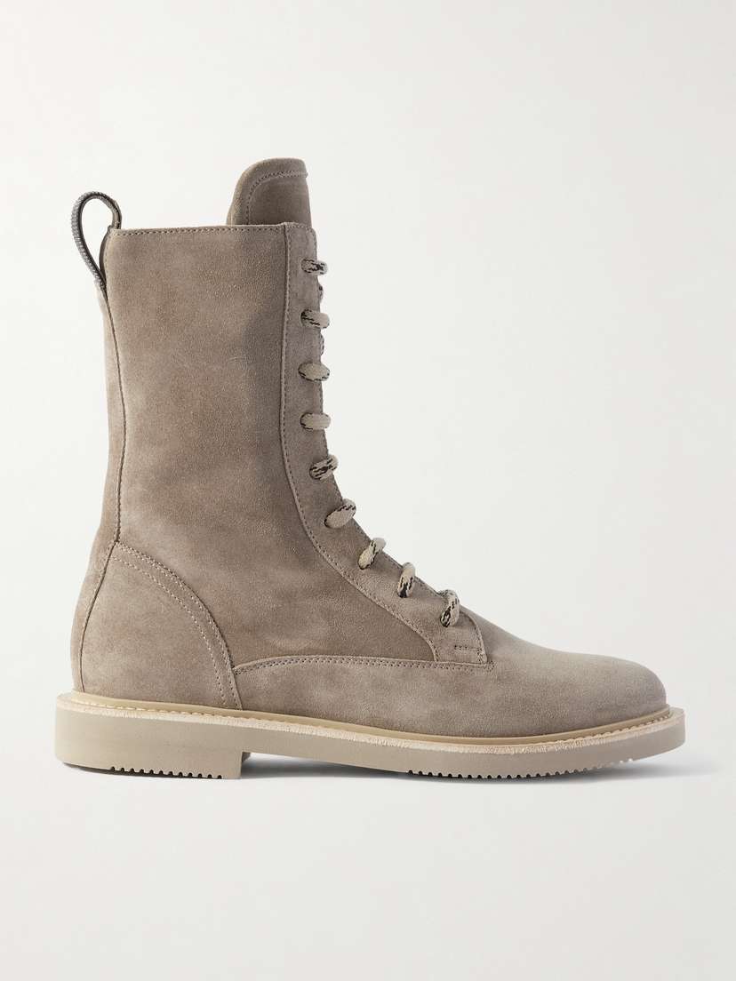 Brunello Cucinelli Bead-embellished Suede Ankle Boots