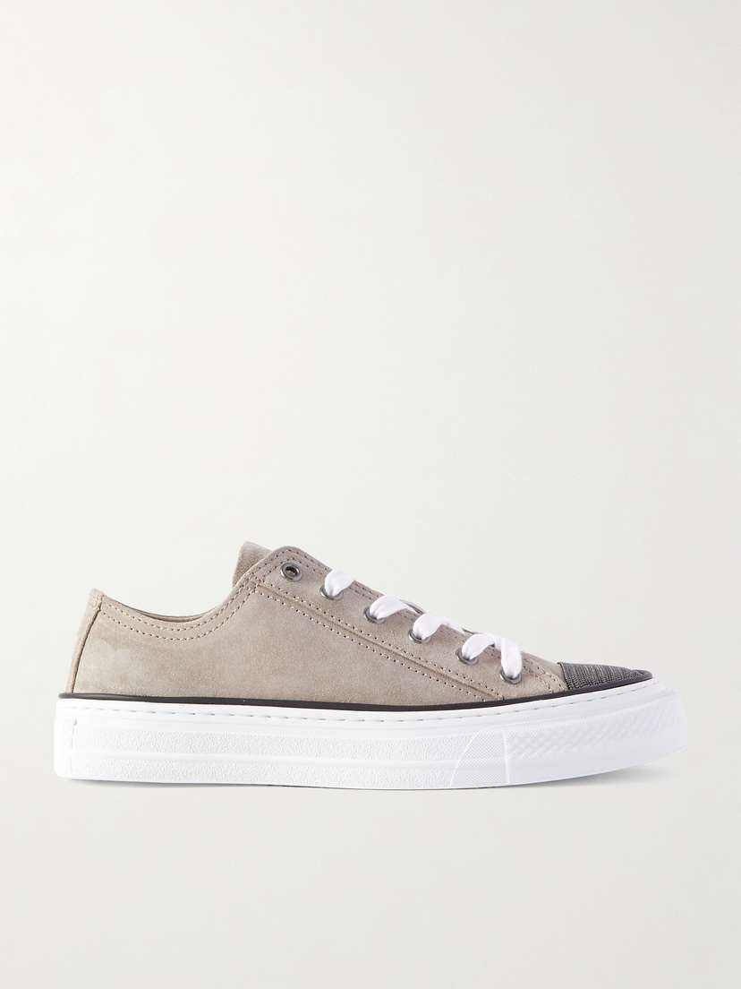 Brunello Cucinelli Bead-embellished Suede Sneakers