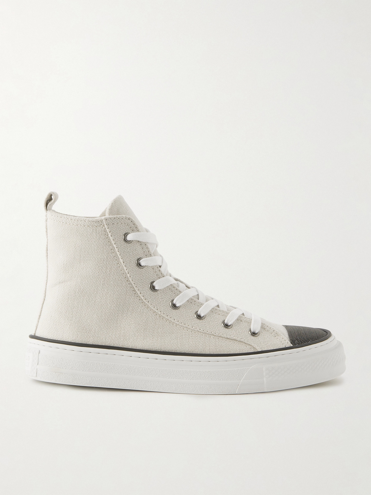 Shop Brunello Cucinelli Bead-embellished Canvas Sneakers In Silver