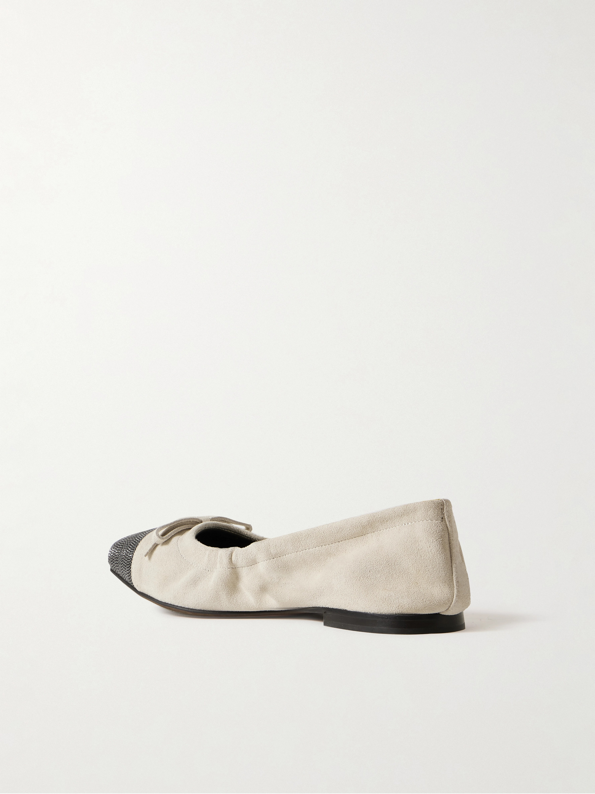 Brunello Cucinelli Bead-embellished suede ballet flats thumbnail