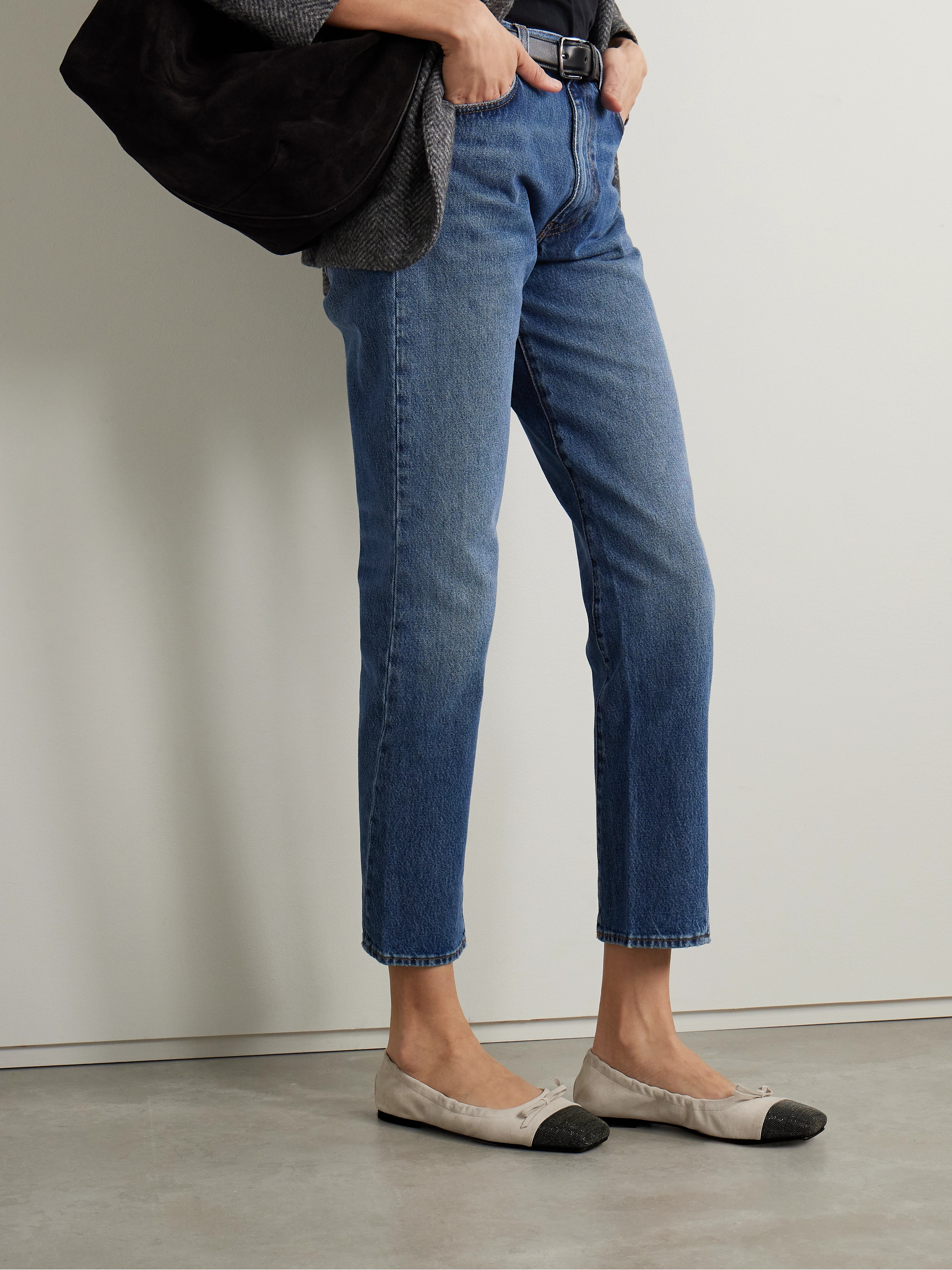 Brunello Cucinelli Bead-embellished suede ballet flats thumbnail