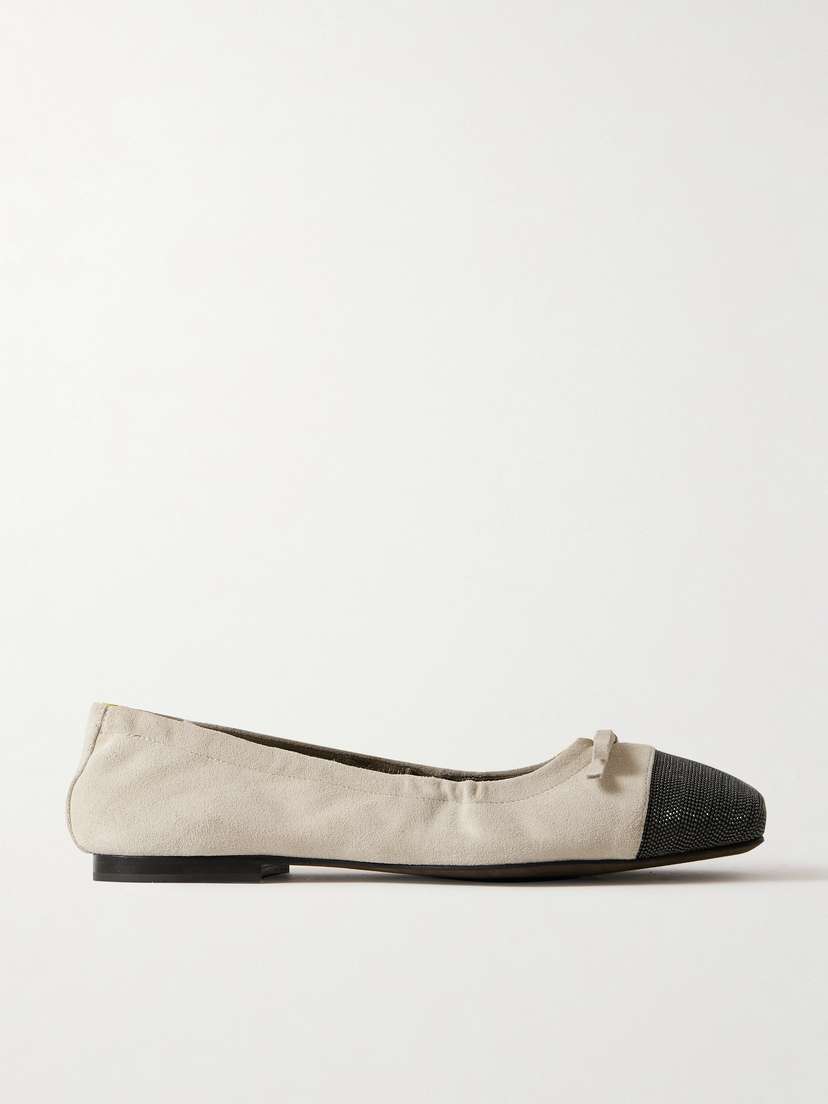 Brunello Cucinelli Bead-embellished Suede Ballet Flats