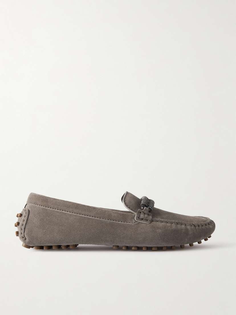 Brunello Cucinelli Bead-embellished Suede Loafers