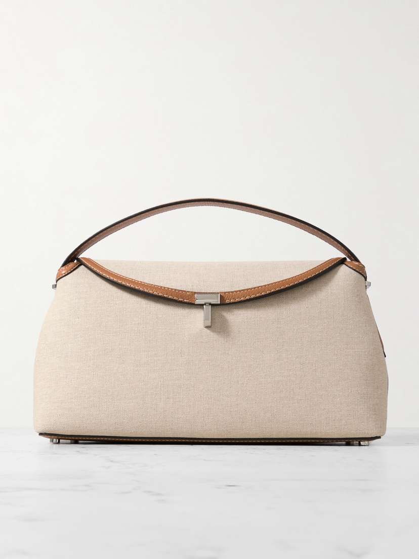 TOTEME T-lock Leather-trimmed Cotton-canvas Shoulder Bag