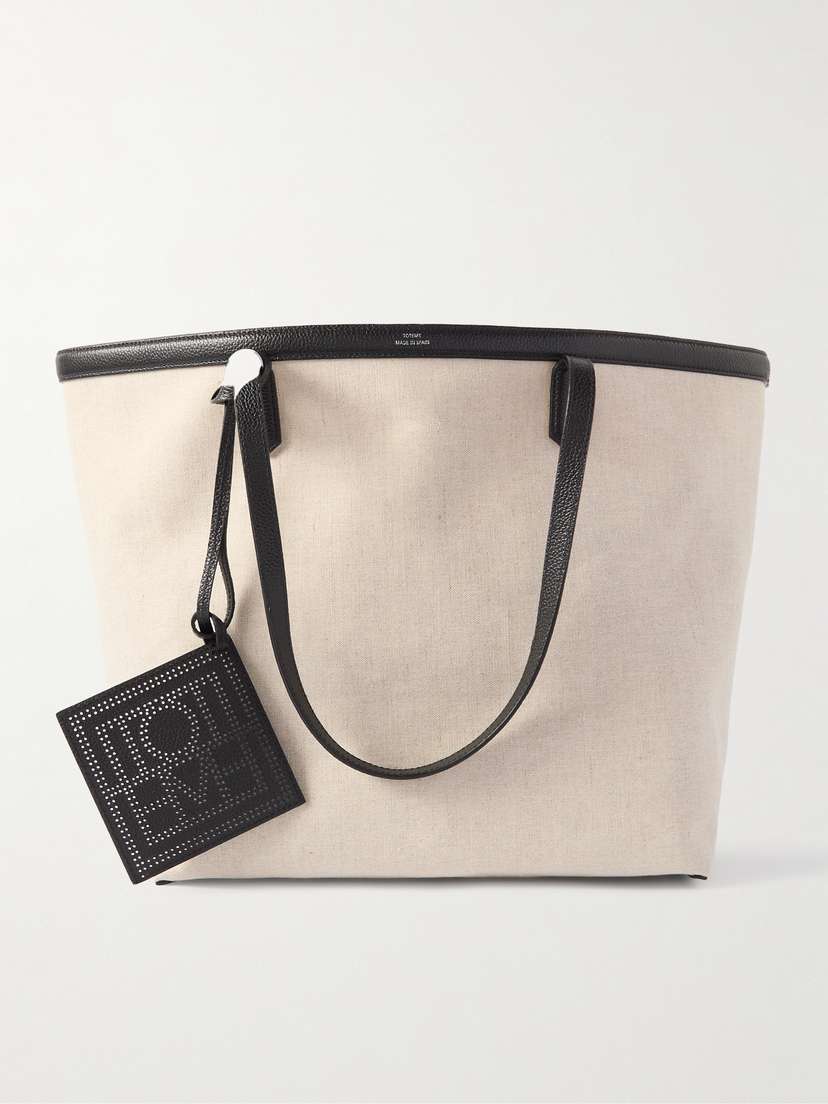 TOTEME Leather-trimmed Canvas Tote