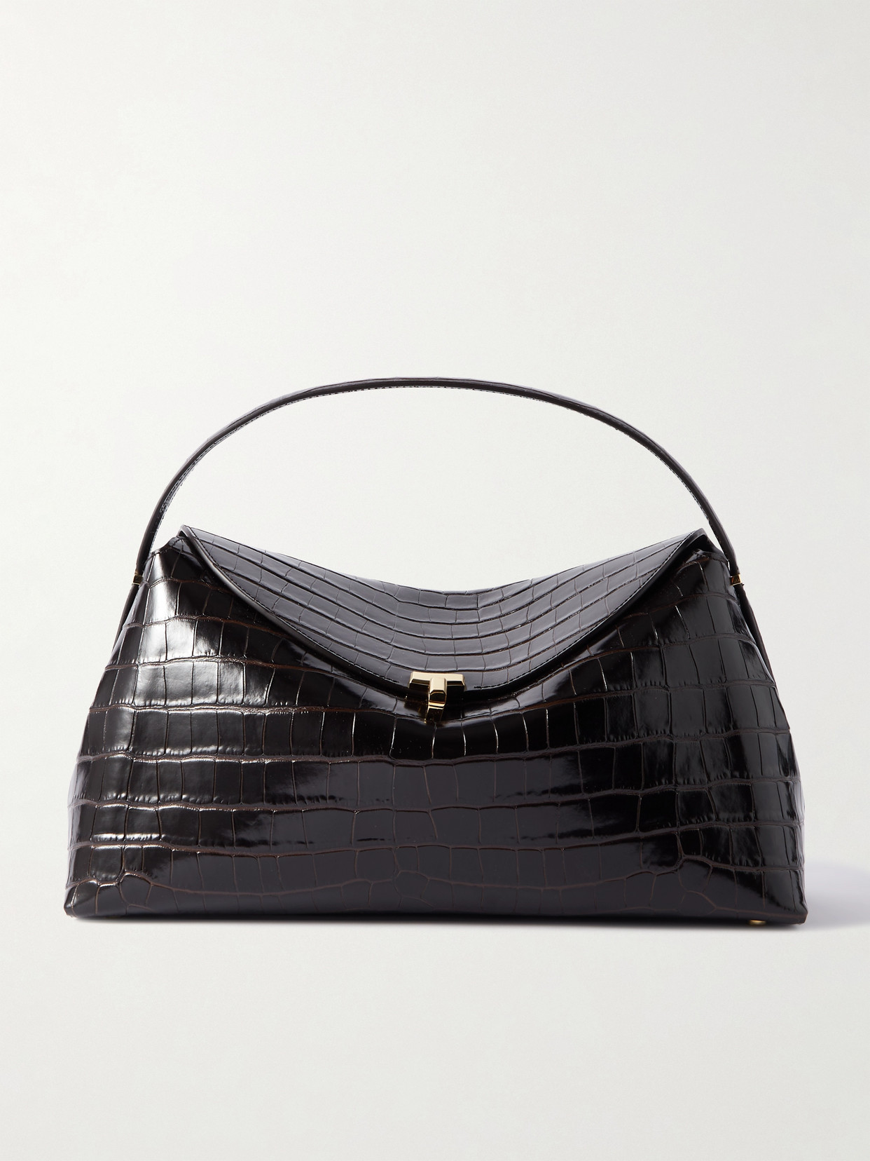 TOTEME - T-lock Croc-effect Leather Shoulder Bag - Brown