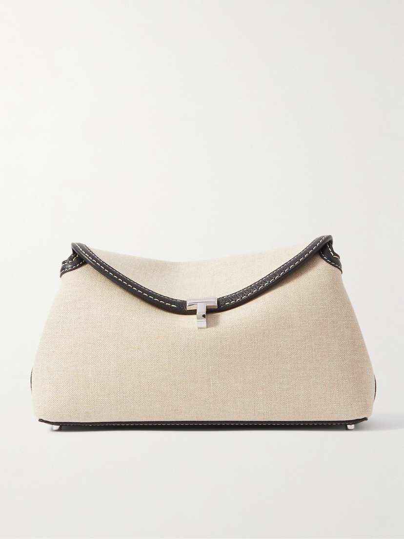 TOTEME T-lock Leather-trimmed Cotton-canvas Clutch