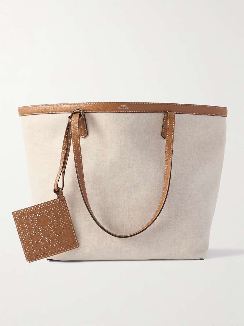 TOTEME Leather-trimmed Canvas Tote