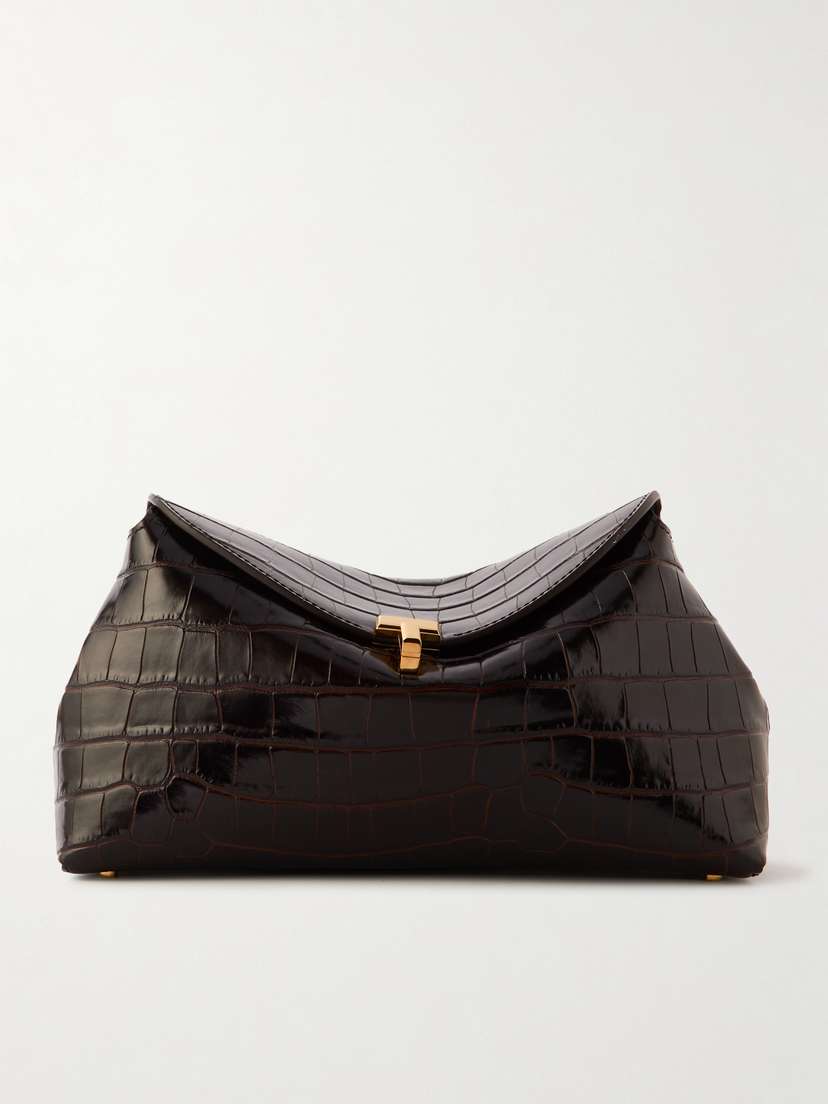 TOTEME T-lock Croc-effect Leather Clutch