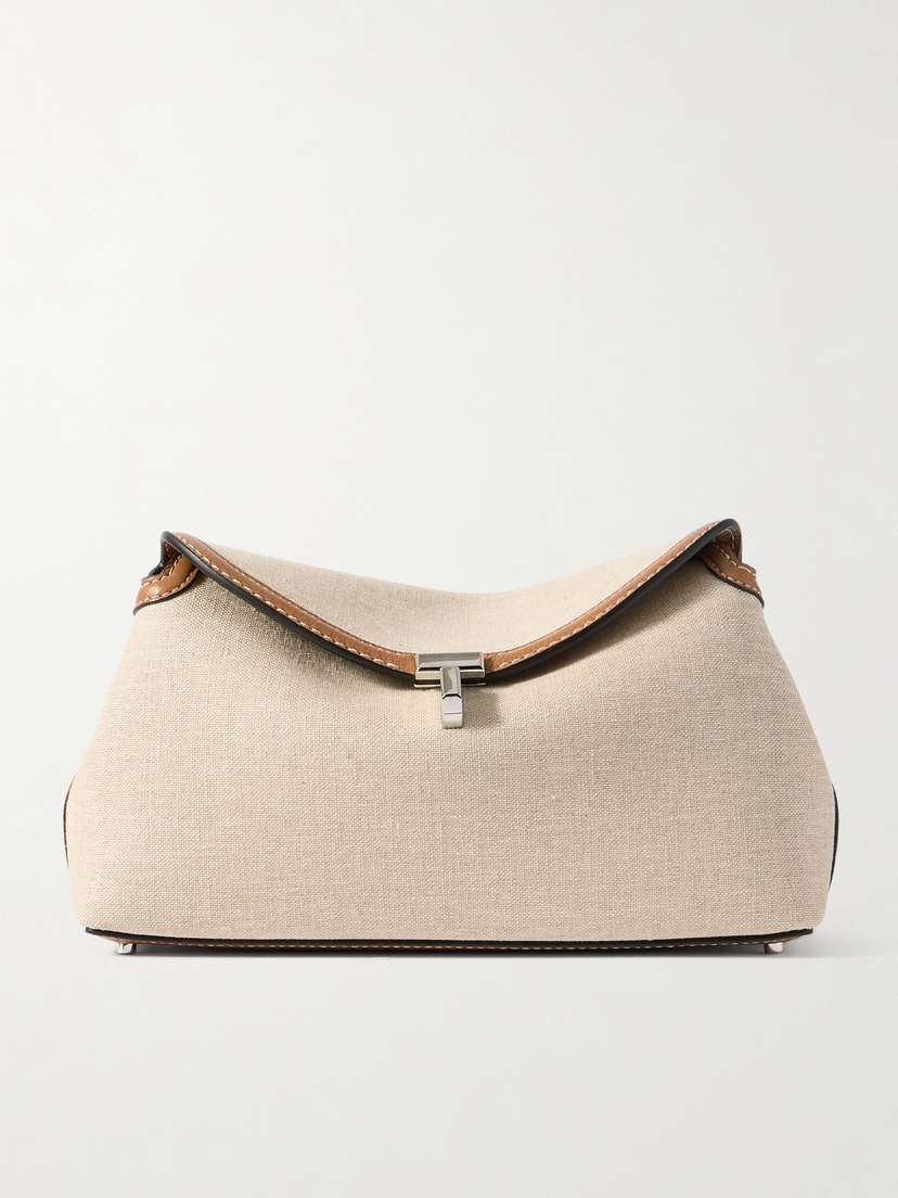 TOTEME T-lock Leather-trimmed Cotton-canvas Clutch