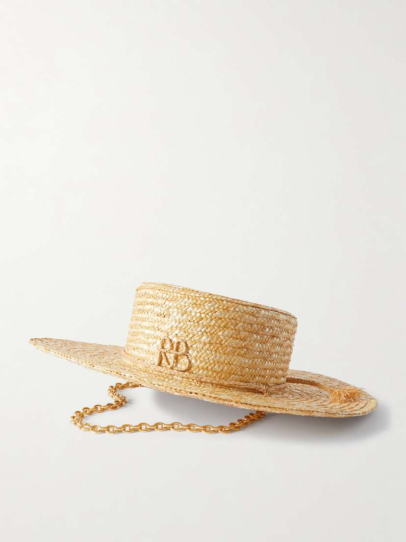 Ruslan Baginskiy Chain-embellished Straw Sunhat