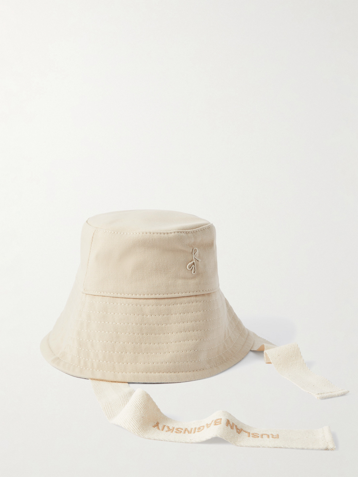 Ruslan Baginskiy - Grosgrain-trimmed Cotton-canvas Bucket Hat - Off-white