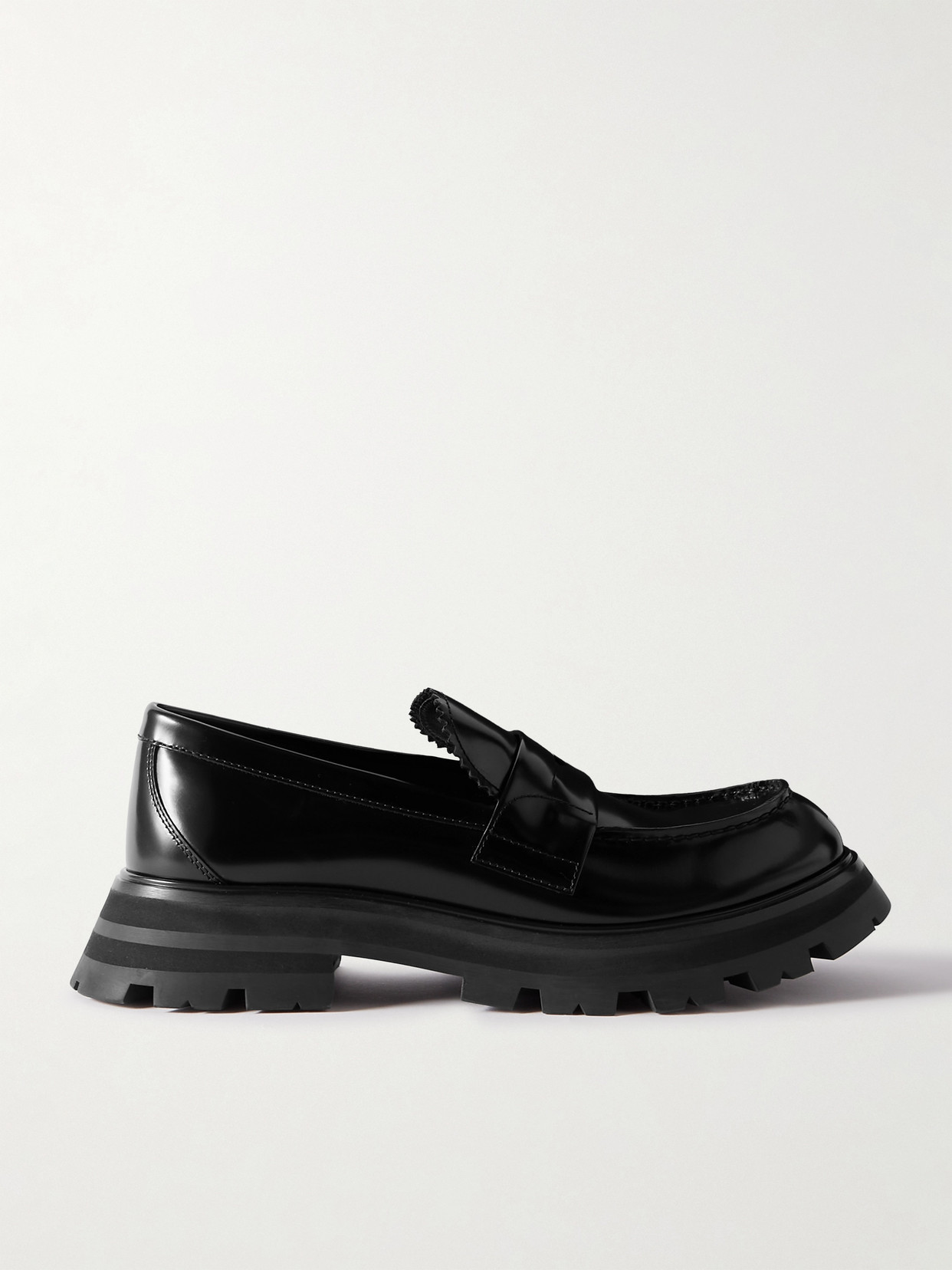Alexander McQueen Glossed-leather Exaggerated-sole Loafers - Black
