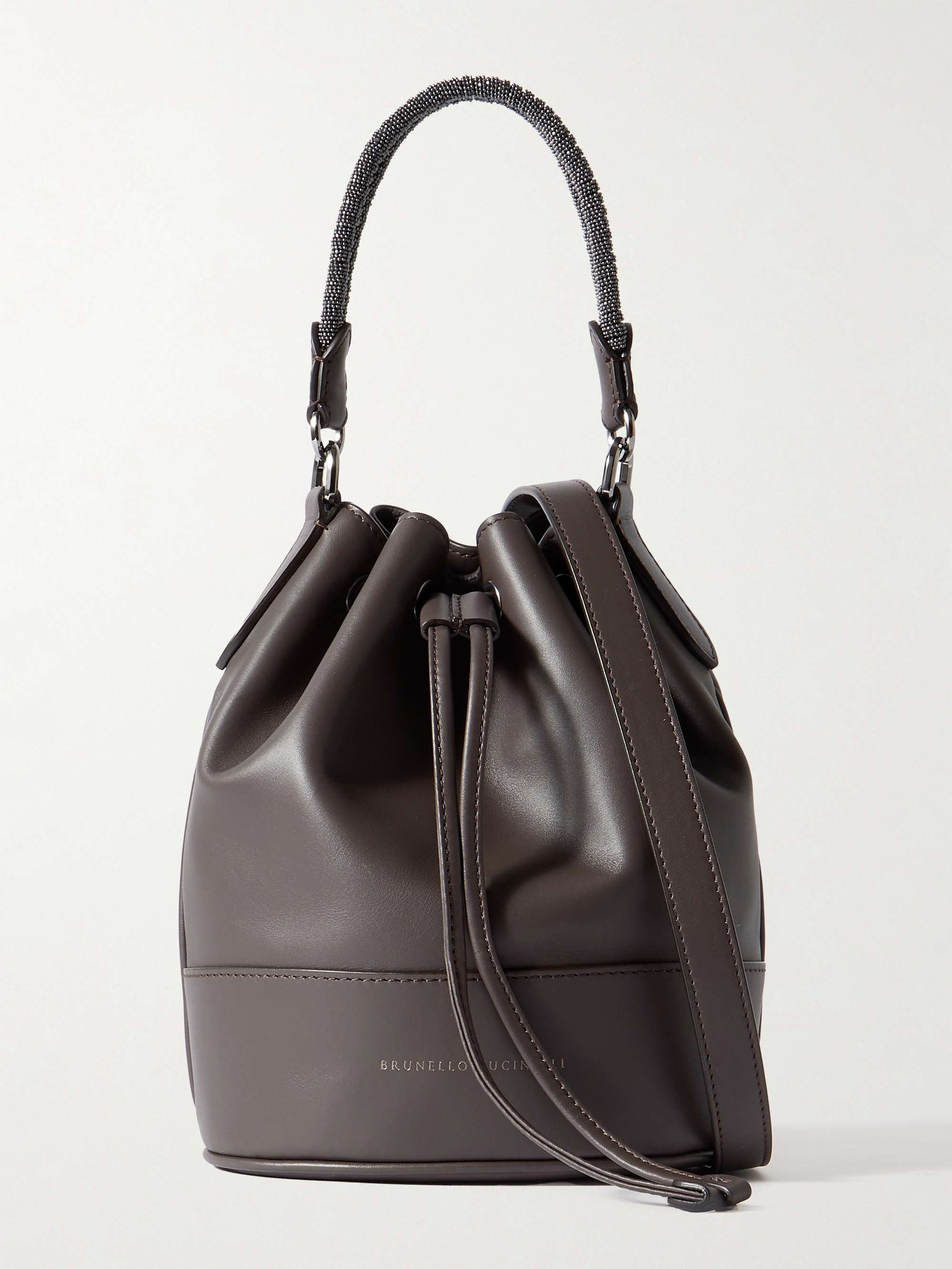 Brunello Cucinelli Calfskin Shopper Tote Bag in Ivory
