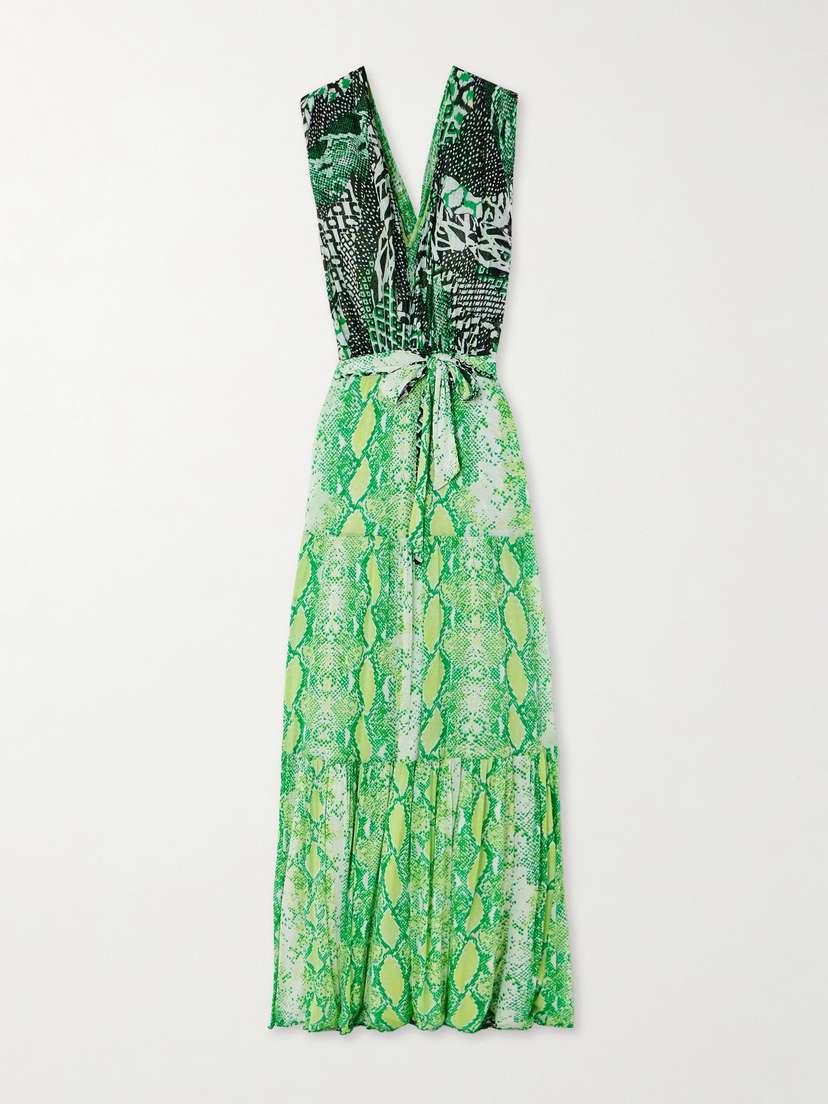 Diane von Furstenberg Drew Reversible Printed Mesh Maxi Wrap Dress - x large