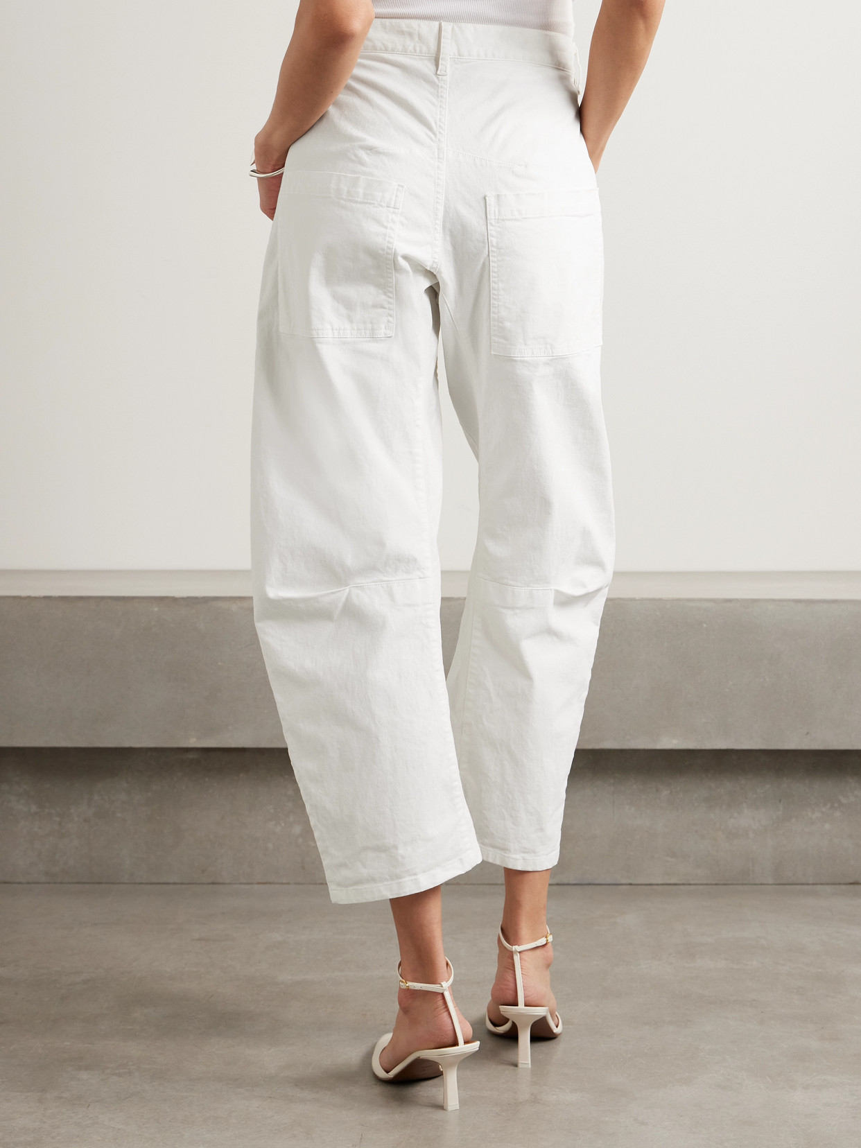 Shop Nili Lotan Shon Cotton-blend Twill Tapered Pants In White