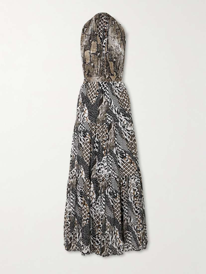 Diane von Furstenberg Drew Reversible Printed Mesh Maxi Dress - x large