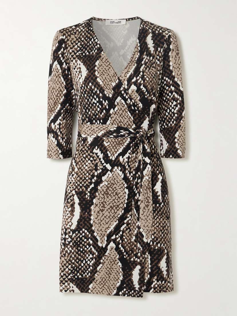 Diane von Furstenberg Julian Snake-print Silk-jersey Mini Wrap Dress - x large