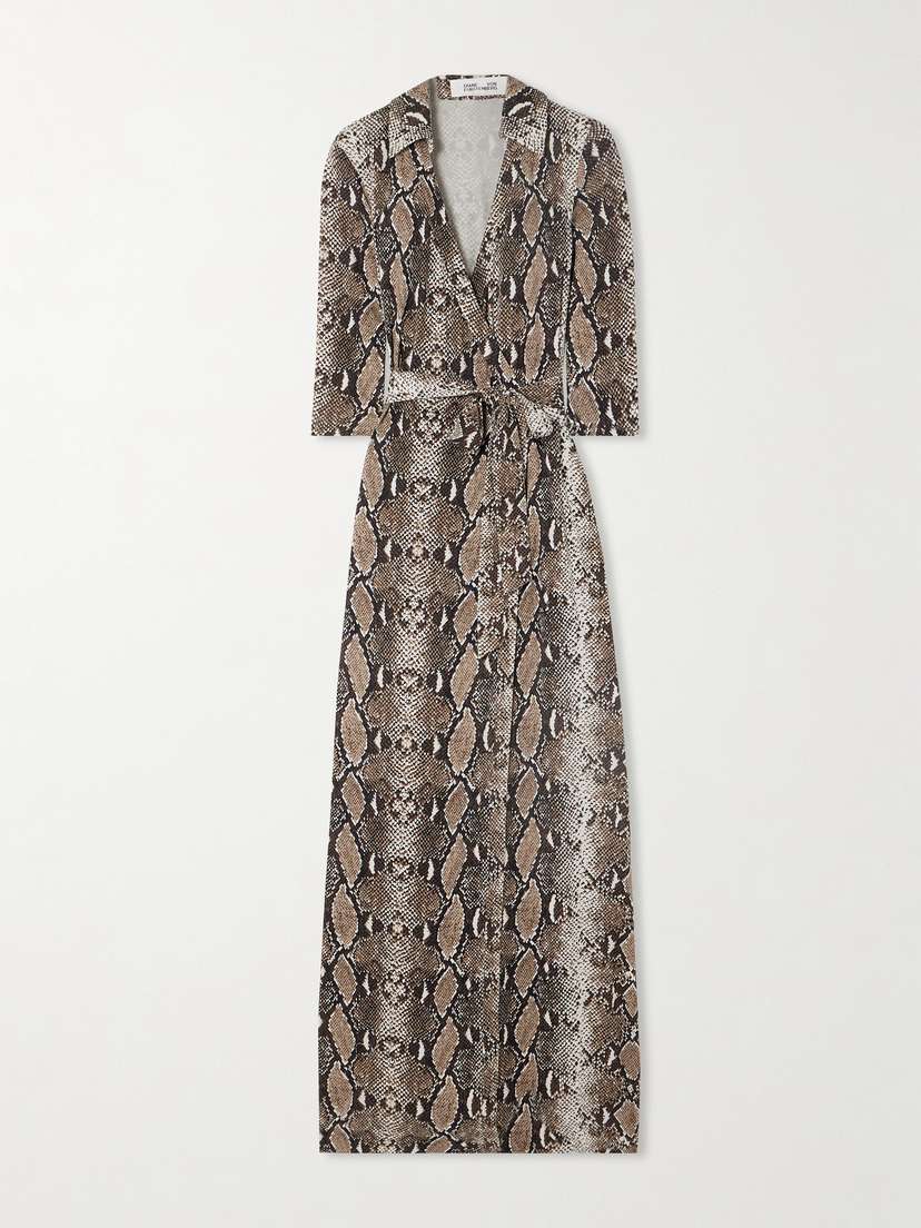 Diane von Furstenberg Abigail Snake-print Silk-jersey Maxi Wrap Dress - x large