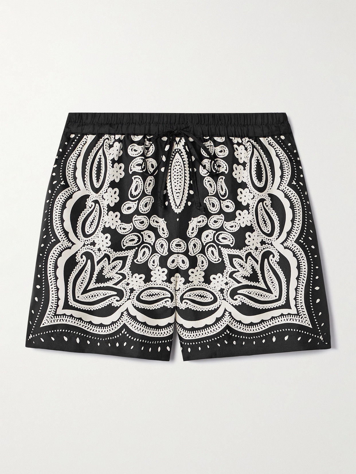 Shop Nili Lotan Frances Bandana-print Silk-twill Shorts In Black