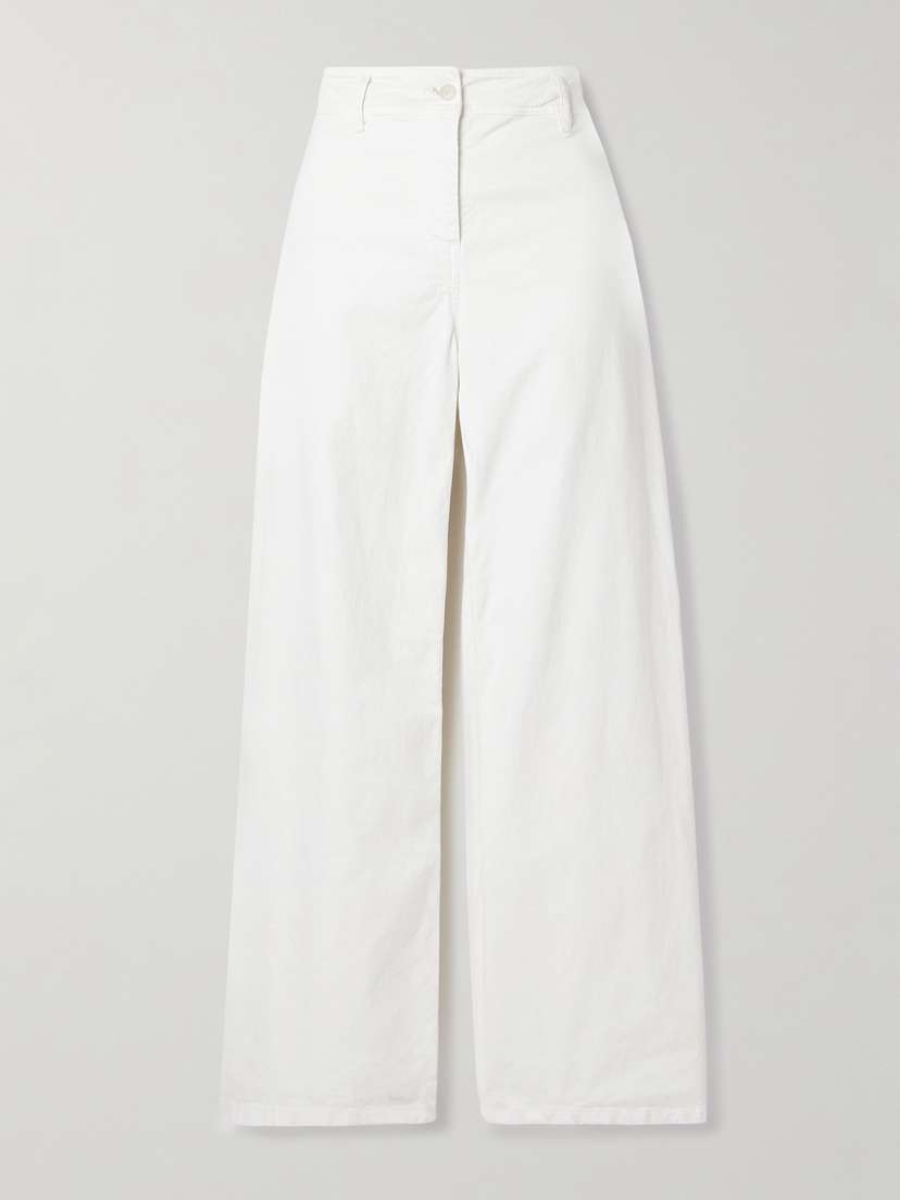 Nili Lotan Megan Cotton-blend Twill Wide-leg Pants