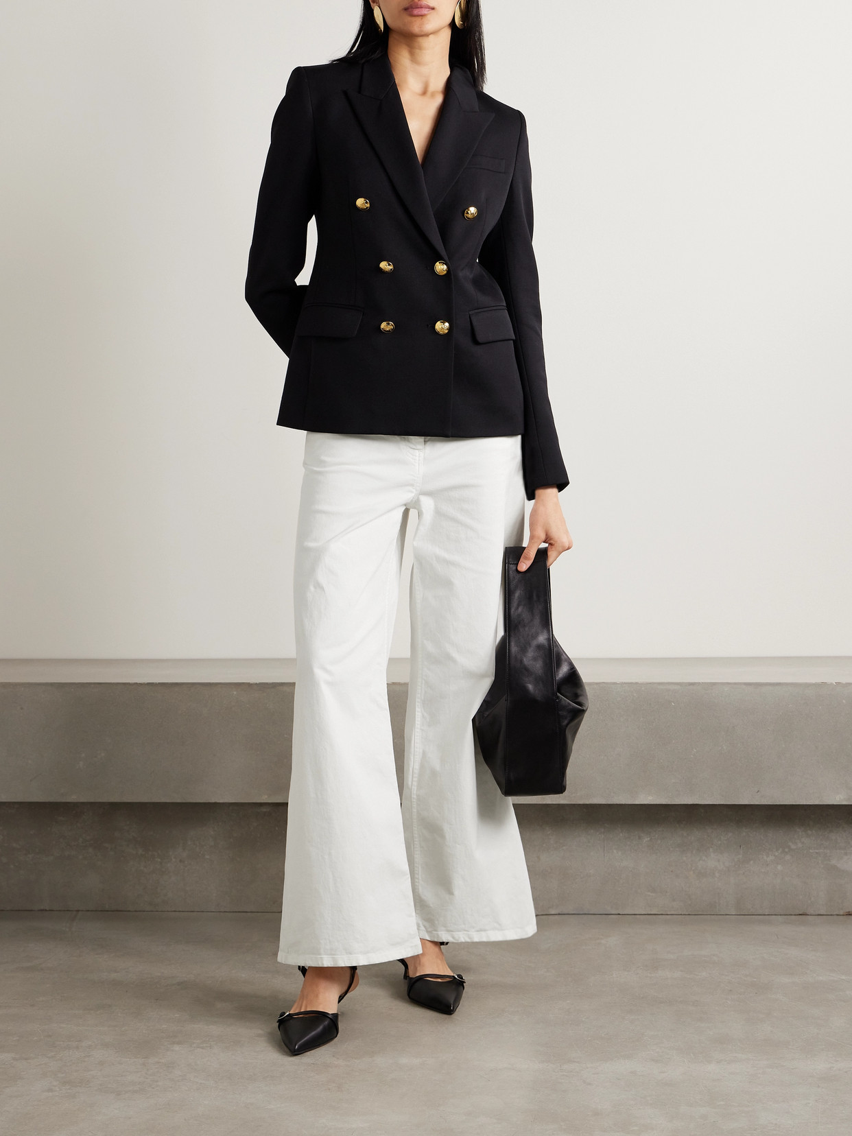 Nili Lotan Megan Cotton-blend Twill Wide-leg Pants In White