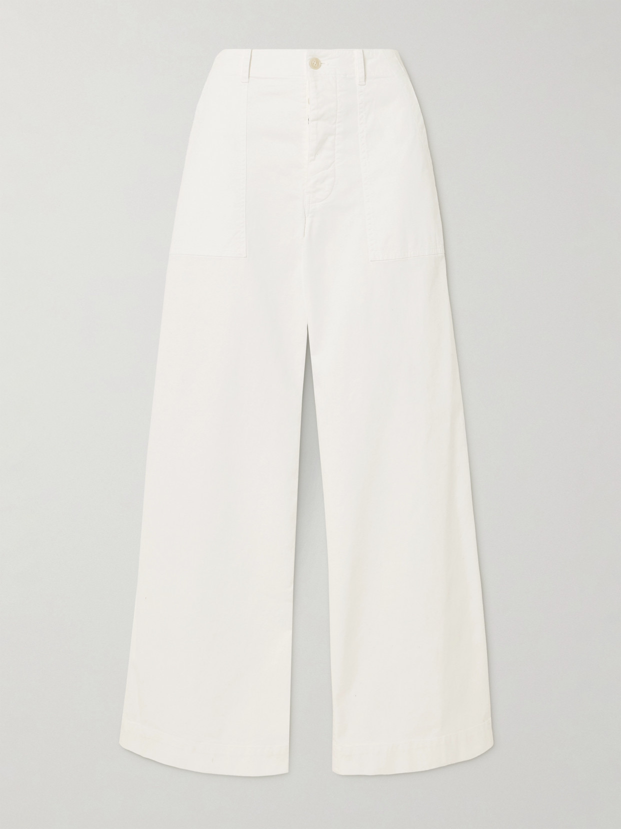 Nili Lotan Leon Cotton Straight-leg Pants In White