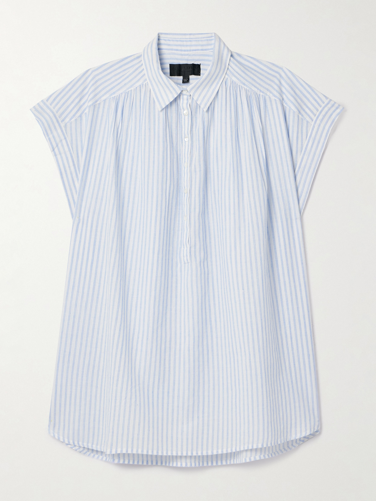 Nili Lotan Normandy Striped Cotton Blouse In Blue