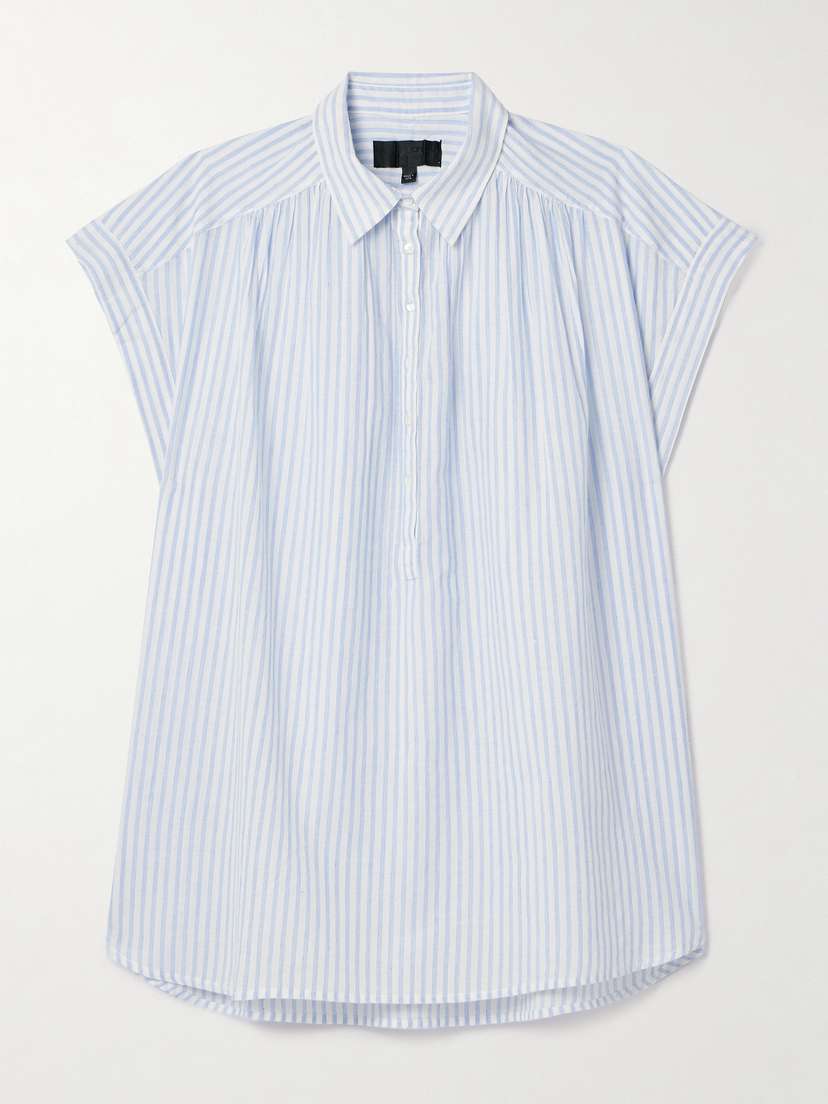 Nili Lotan Normandy Striped Cotton-blend Voile Blouse - x large
