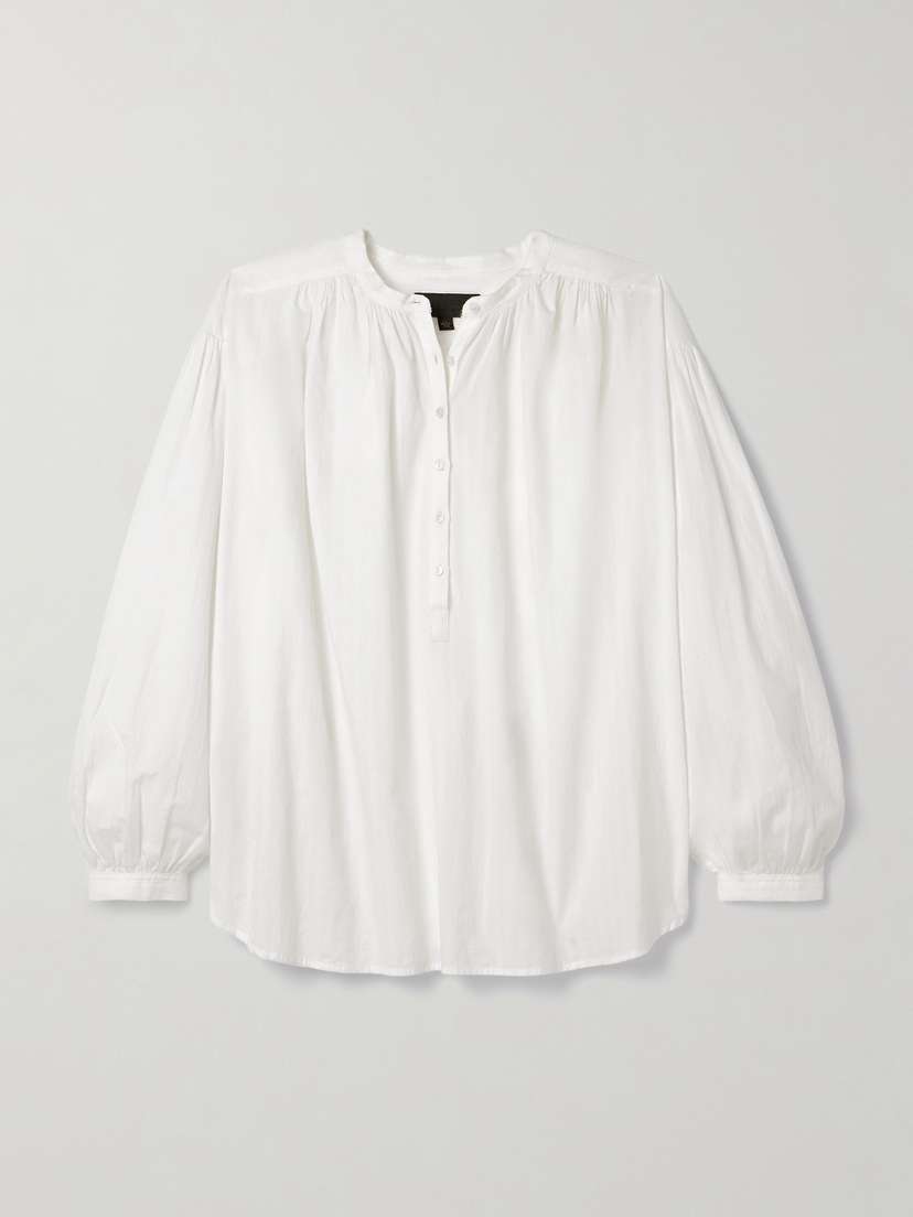 Nili Lotan Neville Striped Cotton-voile Blouse