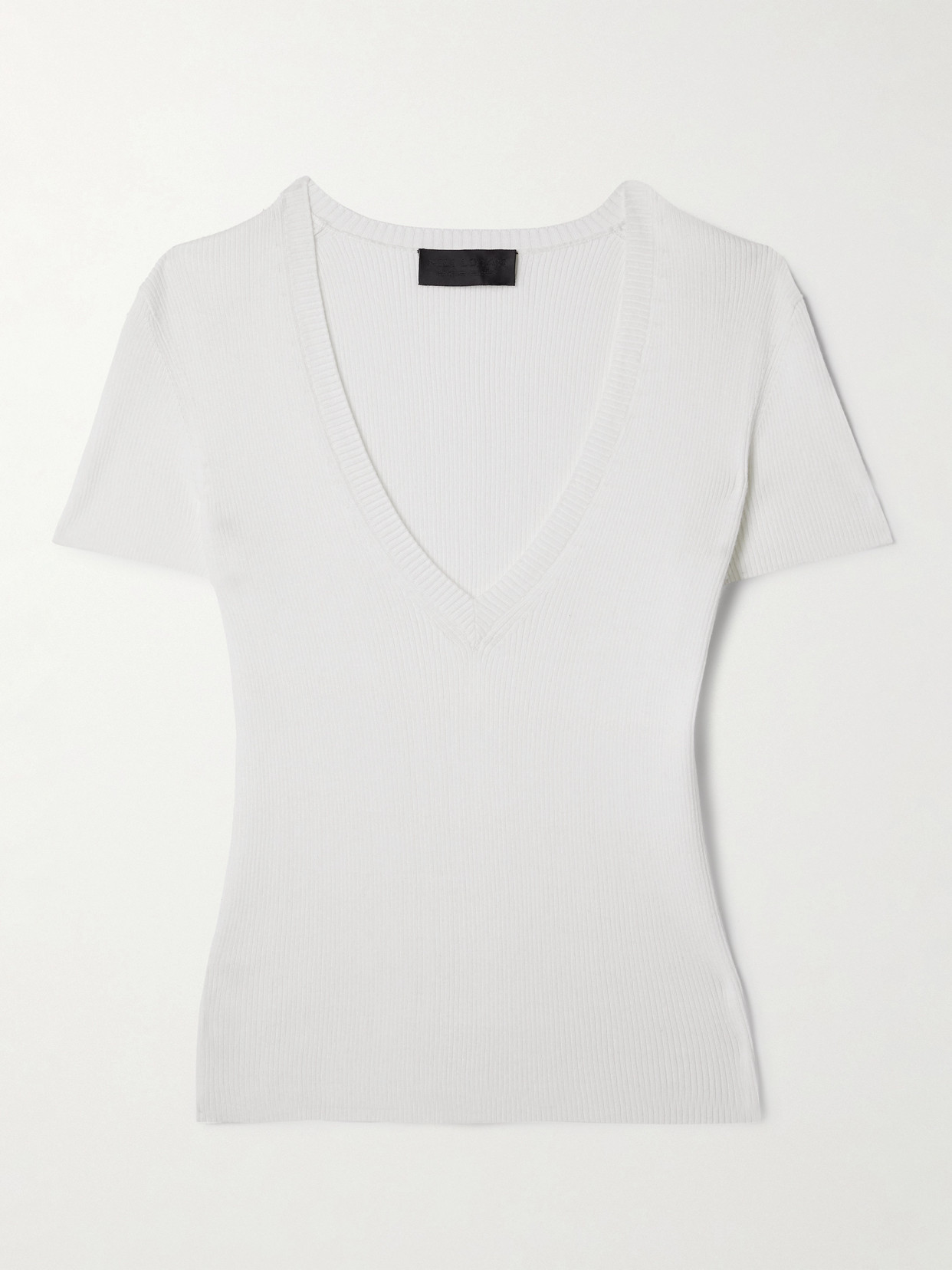 Nili Lotan Italia Ribbed Cotton-jersey T-shirt In Ivory