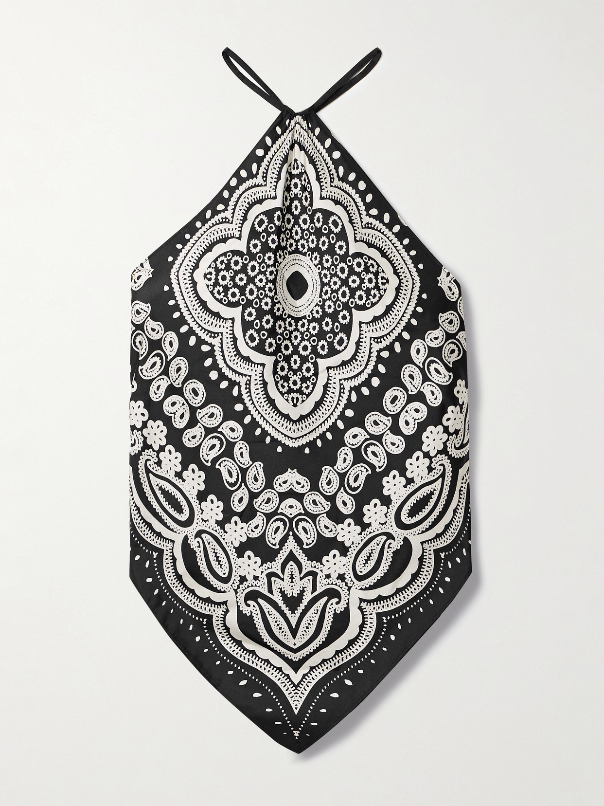 Nili Lotan - Audrey Bandana-print Silk Halterneck Top - Black