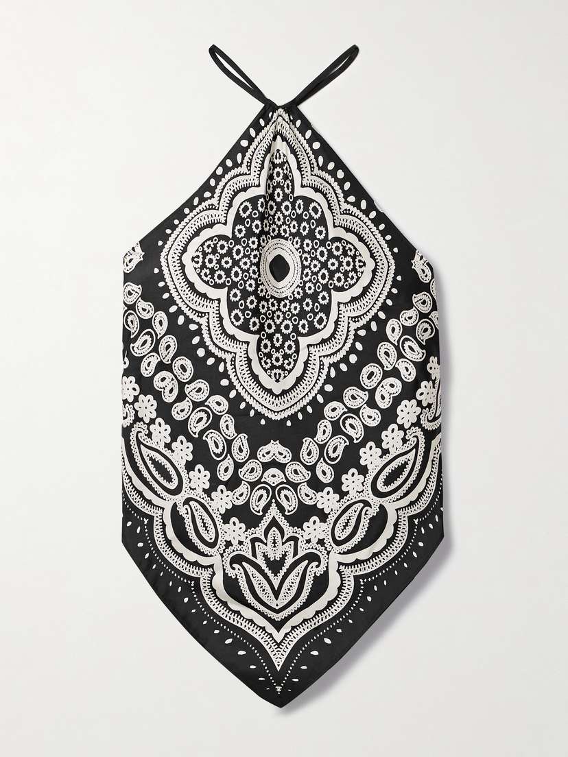Nili Lotan Audrey Bandana-print Silk Halterneck Top - x large