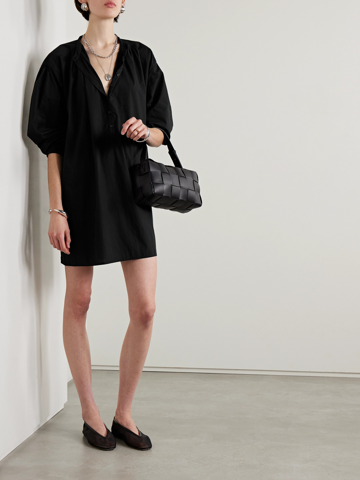 Nili Lotan Women's Najam Cotton Button-up Mini-shirtdress In Black