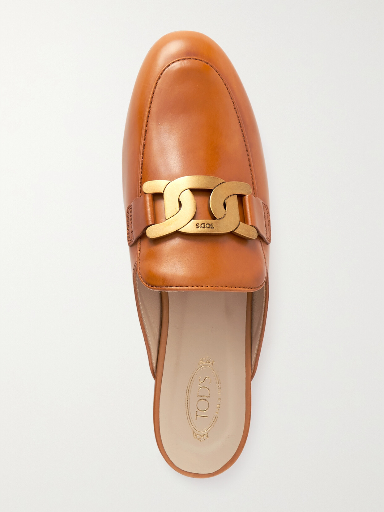 Tod's Embellished Leather Slippers - Brown