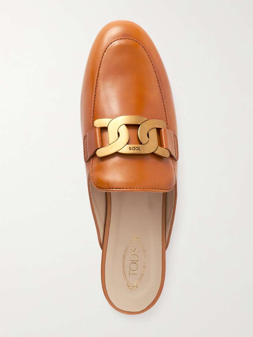Tod's Embellished Leather Slippers