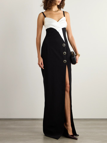 Balmain Draped two-tone crepe gown