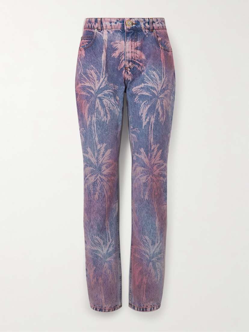 Balmain Palm Trees Printed Boyfriend Jeans