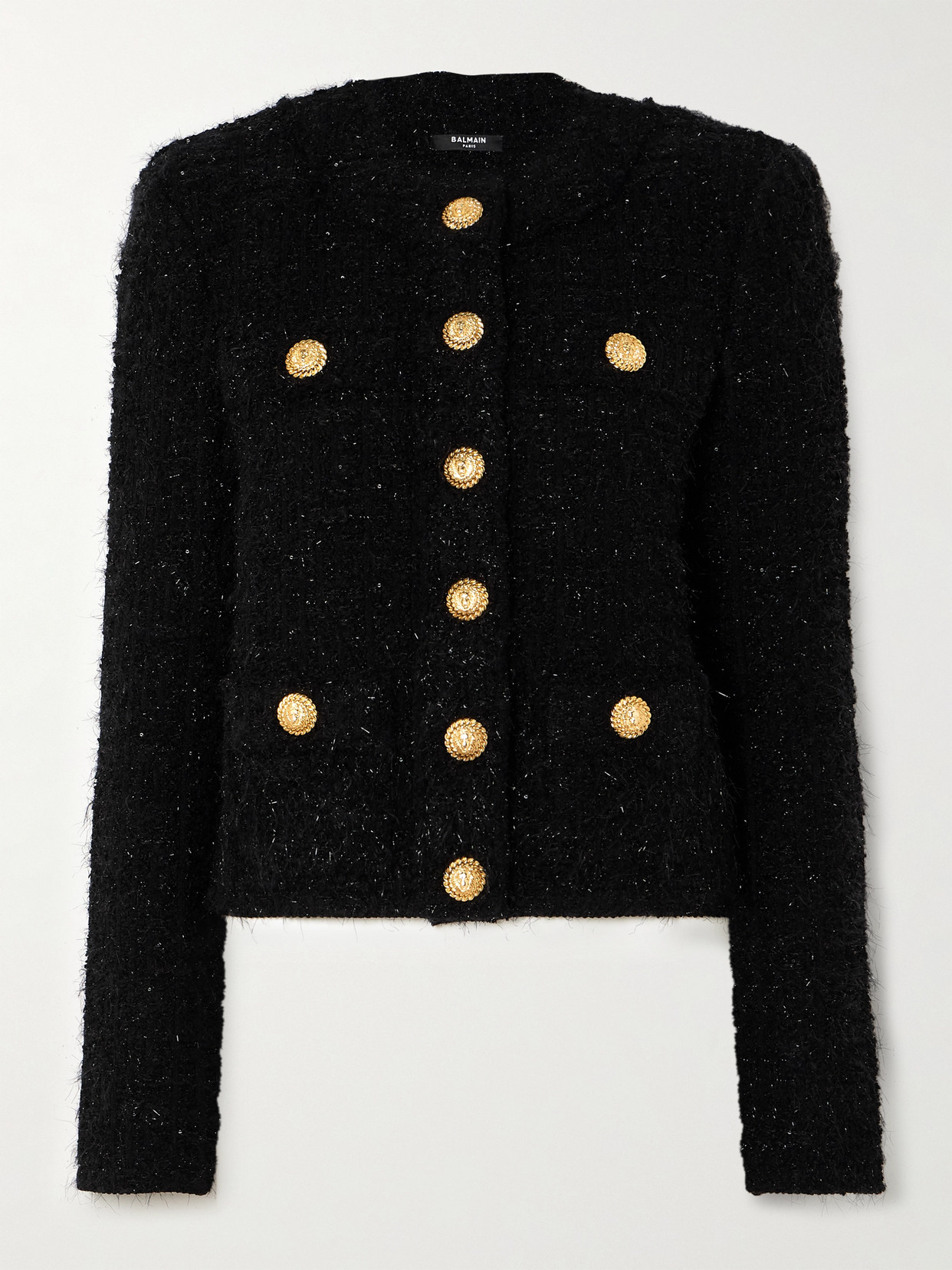 Balmain - Embellished Metallic Bouclé-tweed Jacket - Black