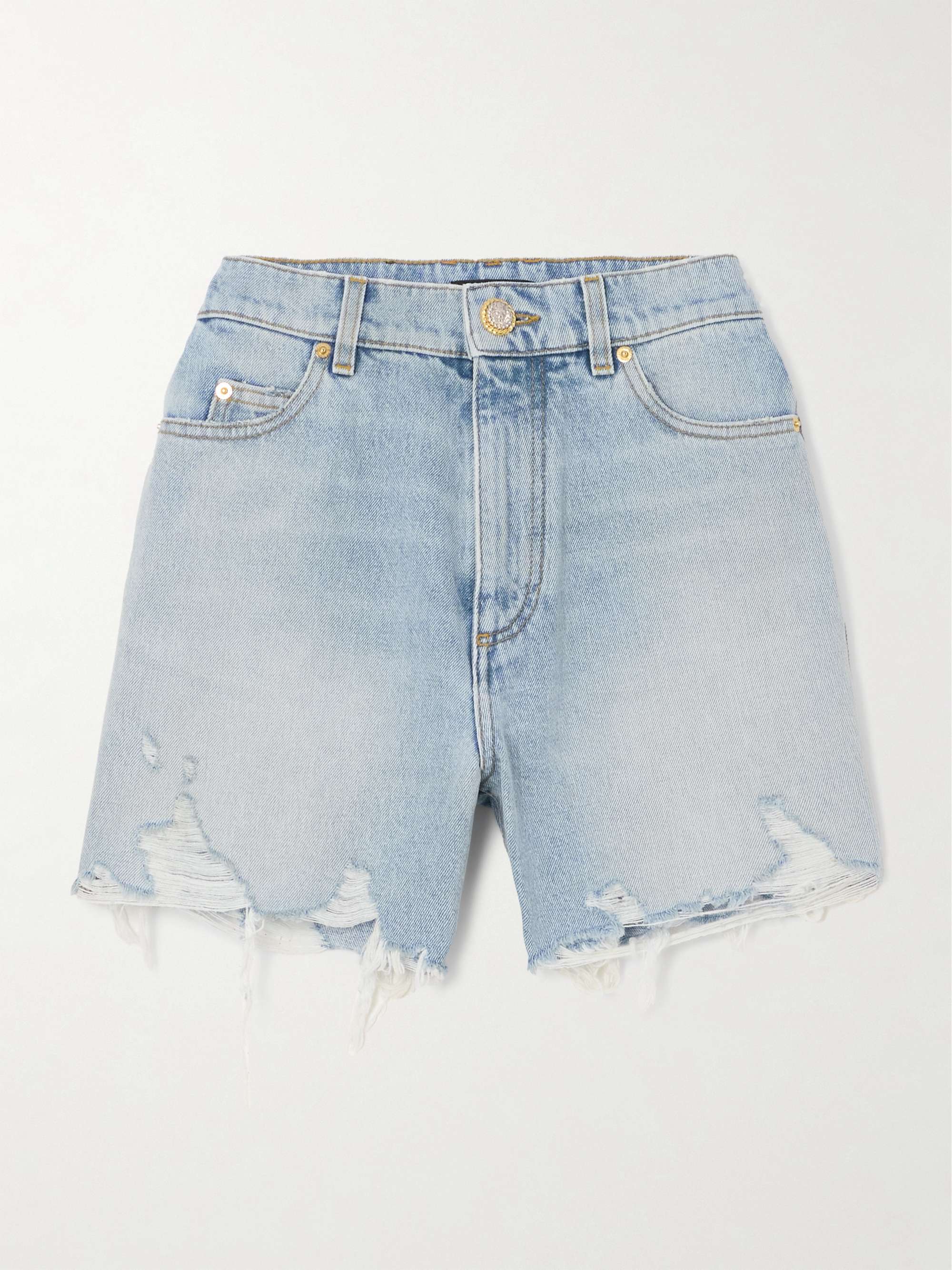 BALMAIN Distressed denim shorts | NET-A-PORTER