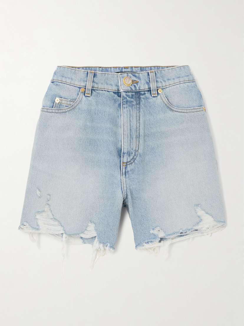 Balmain Distressed Denim Shorts