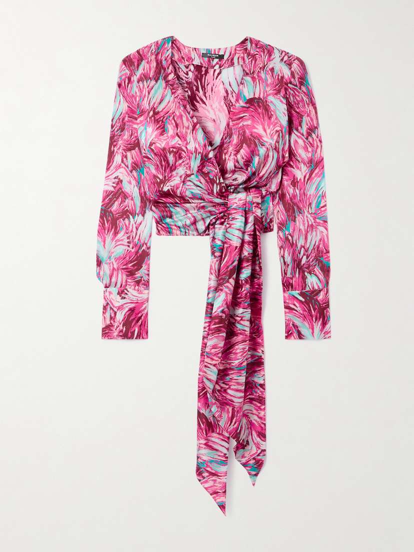 Balmain Printed Silk-satin Blouse